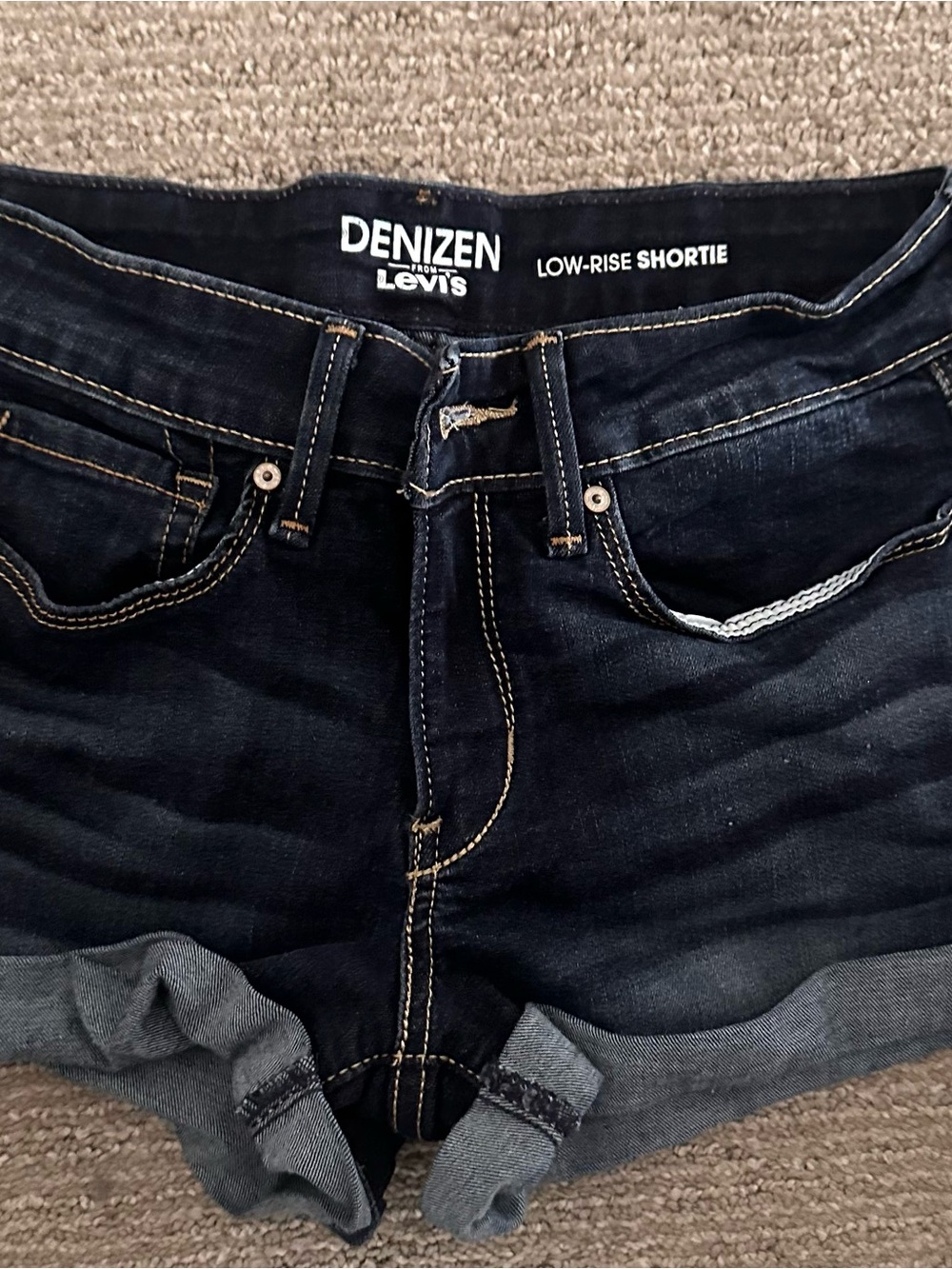 Denizen from Levi's Dark Indigo Low-Rise Rolled Hem Jean Shorts
